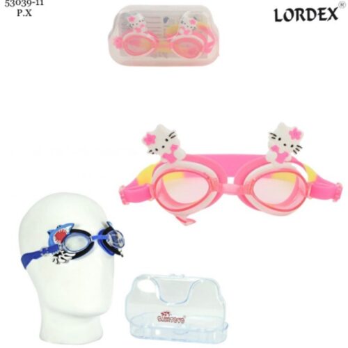 Lordex Kids Swim Goggles and Swim Caps Set, Silicone Swimming Cap, Cartoon Anti-Fog Swim Glasses