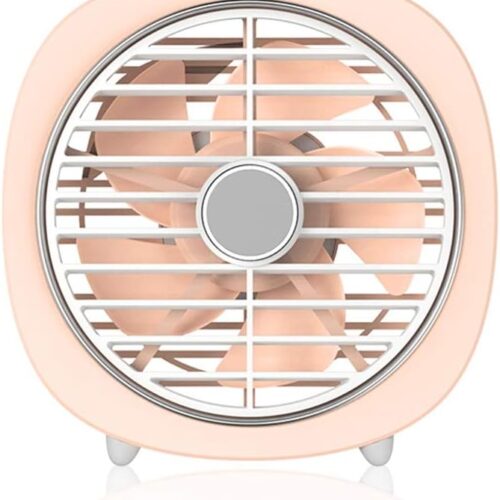 3 Speed Mini Portable Wireless Desk Fan , Rechargeable Small Table Fan for Home Office Outdoor Travel -Pink