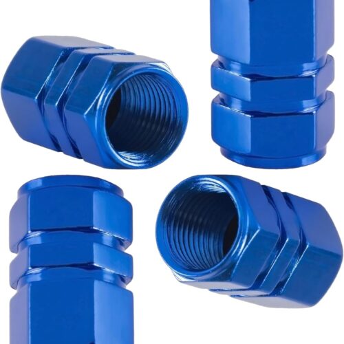 4 Pieces Tire Stem Valve Caps Wheel Valve Covers Car Dustproof Tire Cap, for Cars, SUV, Trucks, Motorcycles and Bike Wheel-Blue