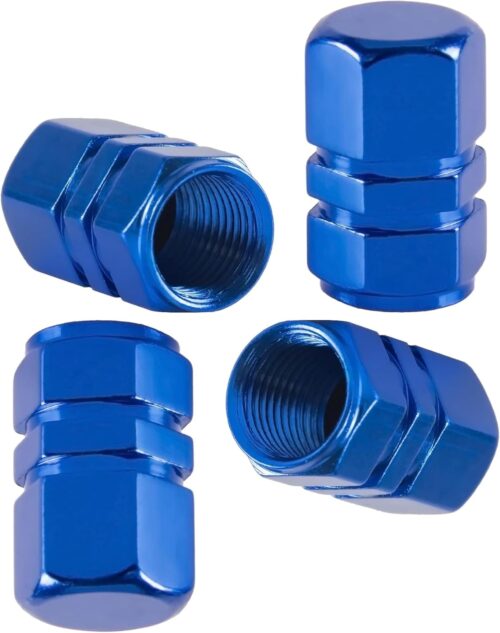 4 Pieces Tire Stem Valve Caps Wheel Valve Covers Car Dustproof Tire Cap, for Cars, SUV, Trucks, Motorcycles and Bike Wheel-Blue
