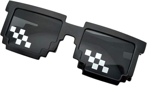 1PC Black Mosaic Sunglasses Motorcycle Women Men UV Protection Children Adults Pixel Deal With IT Funny Tricks Glasses