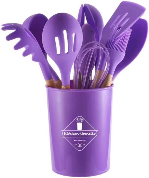 12Pcs Silicone Kitchen Utensils Set, Non-stick Barreled Cooking Utensils Set Silica Gel Utensil Wooden Handle Kitchenware Set (Purple) - Tradedubai.ae Wholesale B2B Market 12Pcs Silicone Kitchen Utensils Set, Non-stick Barreled Cooking Utensils Set Silica Gel Utensil Wooden Handle Kitchenware Set (Purple) - Tradedubai.ae Wholesale B2B Market