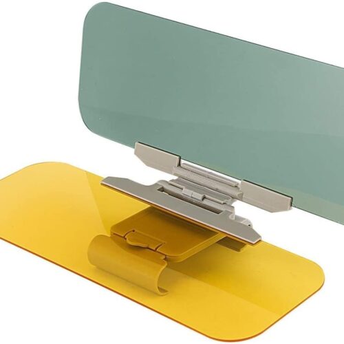 2 in 1 Anti-Glare Visor, Day and Night Anti-Glare Visor, Automobile Sun Anti-UV Block Visor, Non Glare Anti-Dazzle Sunshade Mirror Goggles Fit Cars SUVs Trucks Trailers