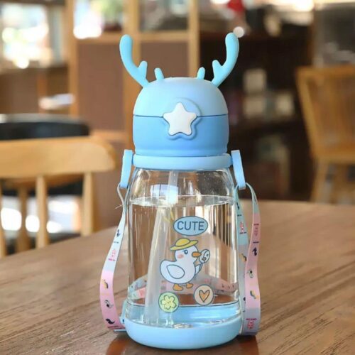 550ML Kids Water Bottle Outdoor Travel School Baby Water Bottle Cute Cartoon with Shoulder Strap for Boy Girl