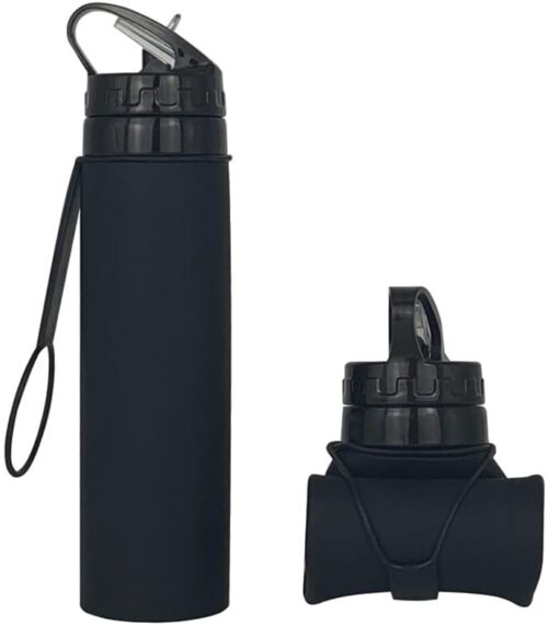 600 ml Reusable Water Bottle, Foldable Water Bottle, Flexible Collapsible Water Bottle for Hiking, Adventure, Travel, Festival (Black) - Tradedubai.ae Wholesale B2B Market 600 ml Reusable Water Bottle, Foldable Water Bottle, Flexible Collapsible Water Bottle for Hiking, Adventure, Travel, Festival (Black) - Tradedubai.ae Wholesale B2B Market
