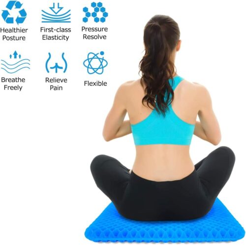 Egg Sitter Gel Cushion Double Thick Large Cushion Honey comb Design with Non-Slip Cover Relief Back Pain for car, office chair, wheelchair or home (Blue) - Tradedubai.ae Wholesale B2B Market Egg Sitter Gel Cushion Double Thick Large Cushion Honey comb Design with Non-Slip Cover Relief Back Pain for car, office chair, wheelchair or home (Blue) - Tradedubai.ae Wholesale B2B Market