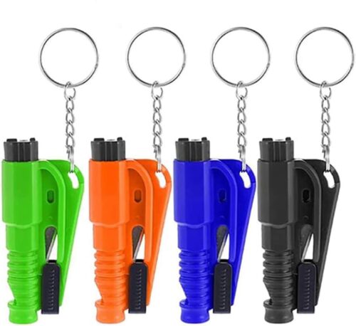 Emergency Escape Tool with Key Chain, Safety Window Glass Hammer for Cars, Car Seat Belt Cutter Emergency Escape Tool Glass Break Hammer ( Multicolor)