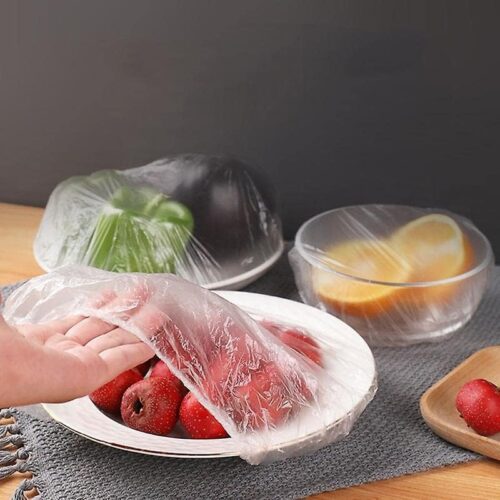 100 pieces Disposable Waterproof Shower Caps, Plastic Food Cover Wrap for Women Girls, Large, Travel Spa, Hotel and Hair Salon, Home Use - Tradedubai.ae Wholesale B2B Market