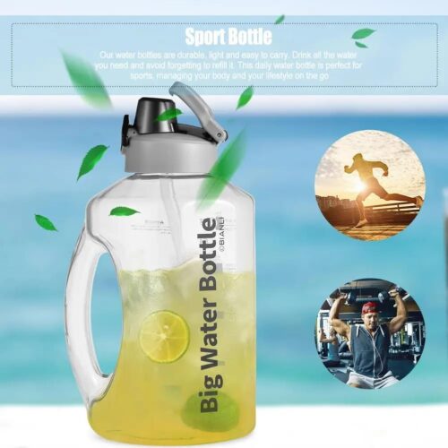 2700ml large capacity Time Marker fitness sports water bottle-Big water Bottle with straw (gray) - Tradedubai.ae Wholesale B2B Market