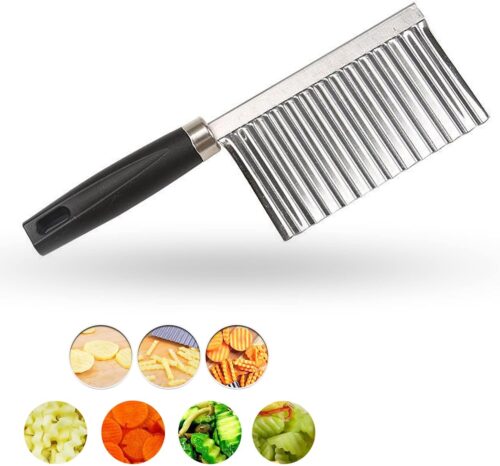 Multi-Functional Stainless Steel Vegetable Cutter, Cutting Tool for Potato Carrot Chip Vegetable French Fry, Wavy Chopper Wave Slicer Steel Blade, Kids Lunch Accessories (Black Handle) - Tradedubai.ae Wholesale B2B Market