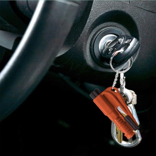 Emergency Escape Tool with Key Chain, Safety Window Glass Hammer for Cars, Car Seat Belt Cutter Emergency Escape Tool Glass Break Hammer ( Multicolor)