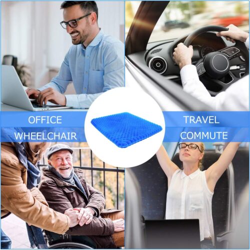 Egg Sitter Gel Cushion Double Thick Large Cushion Honey comb Design with Non-Slip Cover Relief Back Pain for car, office chair, wheelchair or home (Blue) - Tradedubai.ae Wholesale B2B Market Egg Sitter Gel Cushion Double Thick Large Cushion Honey comb Design with Non-Slip Cover Relief Back Pain for car, office chair, wheelchair or home (Blue) - Tradedubai.ae Wholesale B2B Market