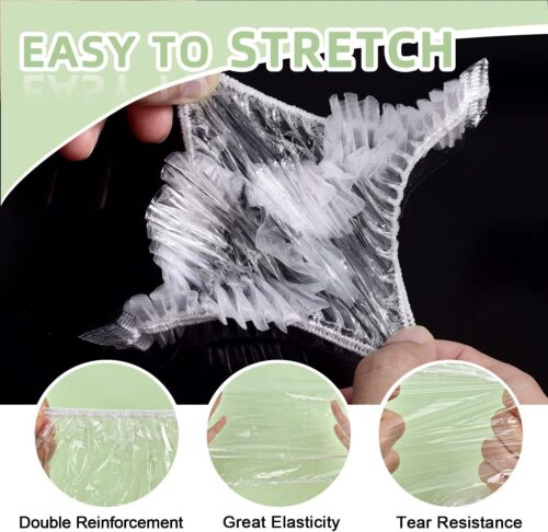 100 pieces Multi purpose Waterproof Shower Caps, Disposable Elastic Food Cover Wrap for Women Girls, Large, Travel Spa, Hotel and Hair Salon, Home Use - Tradedubai.ae Wholesale B2B Market