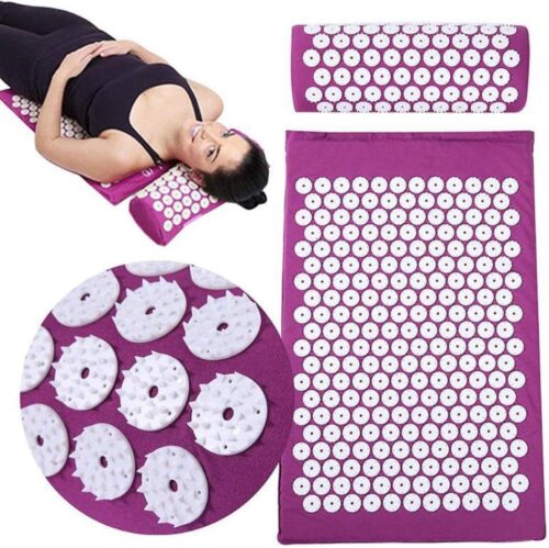 Wellness Therapy Acupressure Mat Set, Massage Mat, Prick Free Acupuncture Mat And Acupuncture Pillow For Relaxation And Pain Relief, Acupressure Cushion, Washable Cover And Travel Bag- (Purple) - Tradedubai.ae Wholesale B2B Market