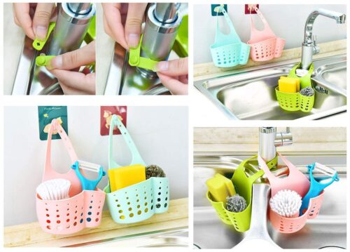 Kitchen Bathroom Sponge, Soap Silicone Hanging Organizer for Faucet Sink with Water Draining Holes (Multicolor) - Tradedubai.ae Wholesale B2B Market
