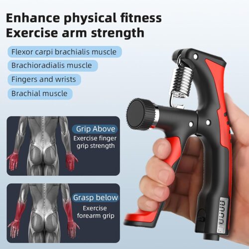 Sportex / LIFETOP Hand Grip Strengthener, Adjustable Resistance Hand Gripper with Counter for Wrist Strength Arm Muscle Finger Rehabilitation Training Grip Strength Trainer JHW- 090 - Tradedubai.ae Wholesale B2B Market