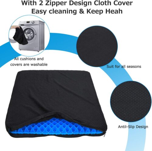 Egg Sitter Gel Cushion Double Thick Large Cushion Honey comb Design with Non-Slip Cover Relief Back Pain for car, office chair, wheelchair or home (Blue) - Tradedubai.ae Wholesale B2B Market Egg Sitter Gel Cushion Double Thick Large Cushion Honey comb Design with Non-Slip Cover Relief Back Pain for car, office chair, wheelchair or home (Blue) - Tradedubai.ae Wholesale B2B Market