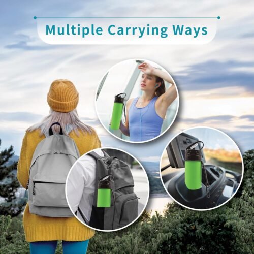 600 ml Reusable Water Bottle, Foldable Water Bottle, Flexible Collapsible Water Bottle for Hiking, Adventure, Travel, Festival (Green)