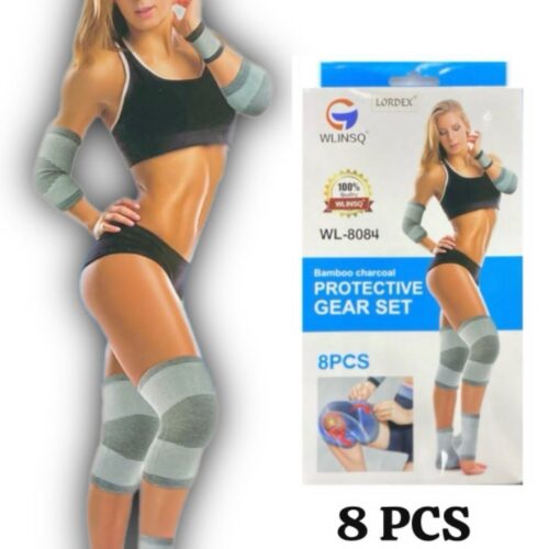 LORDEX Fitness Protective Gear Set, Arm Guards, Wrist Guards, Knee Pads and Ankle Guards, Body Support Brace Set, Prevent Injury, Relieve Pain in Gym