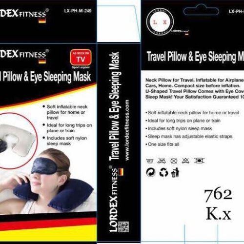 LORDEX Memory Foam Travel Neck Support Rest Pillow Eye Mask, Noise Isolating Ear Plugs Portable Combo