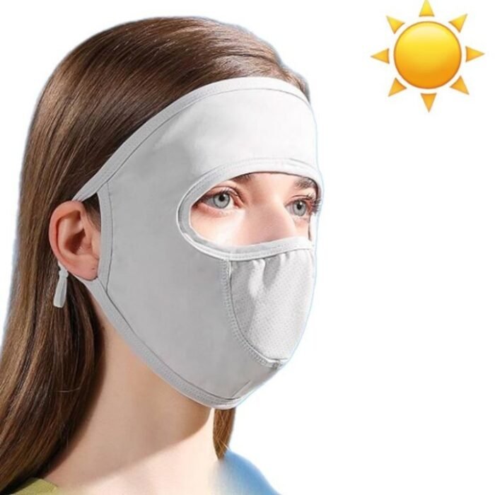 LORDEX Sunscreen Mask Full Face Ice Silk Mask, Summer Sun Hat Solid Color Mask