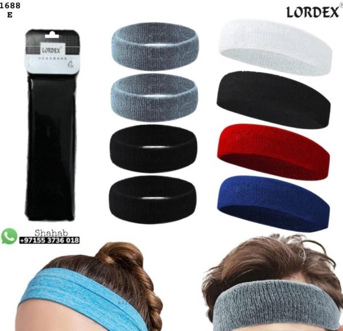 LORDEX Sweatbands Sports Headband for Men & Women, Moisture Wicking Hairband Athletic Towel Headbands Cotton Head Sweat Bands for Running, Cycling, Yoga, Spa