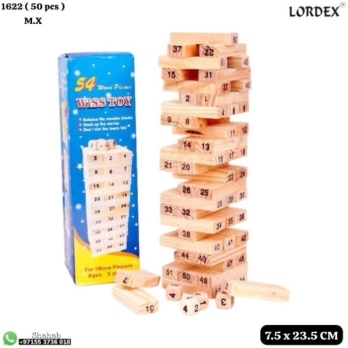 Lordex 54-piece Color Stack Height Children's Educational Toys Domino Building Blocks Table Games Montessori Early Education