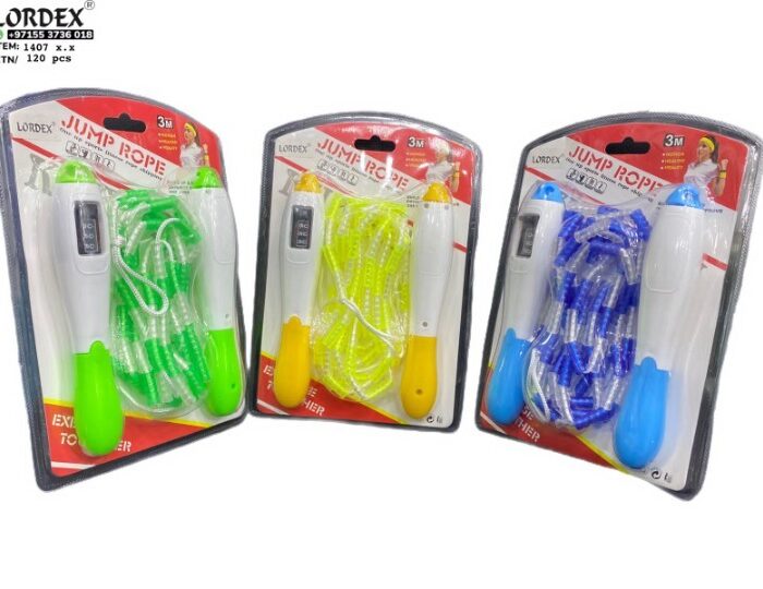 Lordex Adjustable Jump Rope Skipping Rope with Counting Meter ( Multi Color ) - Tradedubai.ae Wholesale B2B Market
