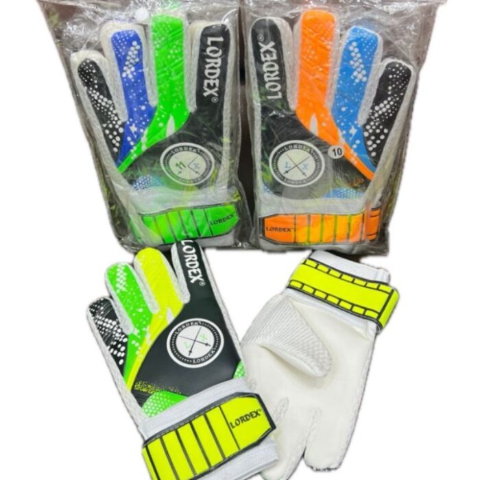 Lordex Goalie Goalkeeper Gloves Latex Grip Finger Protection Wrist Support - Knitted Cotton Backhand - Soccer Gloves for Youth Adults