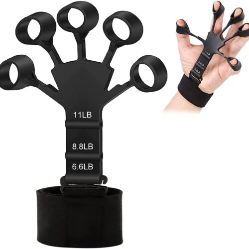 Lordex Finger Gripper Finger Exerciser Silicone Grip Strength Trainer with 3 Adjustable Resistance, Wrist Fixing Finger Stretcher Trainer Stress Relief Improve Hand Finger Dexterity