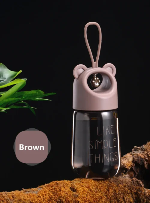 480ML Plastic Water Bottle Portable Outdoor Sports Camping Bike Safety PC Cute Style Child Girls Students Birth Gift - Brown - Tradedubai.ae Wholesale B2B Market