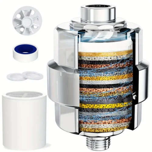 20-Stage Shower Filter-Shower Head Filter for Hard Water, High Output Shower Water Filter for Removing Chlorine And Fluoride, Polished Chrome