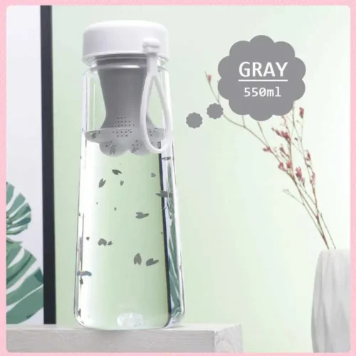 550ml Cute Plastic Cup, Kawaii Cherry Blossoms Design, Portable Leakproof Sports Water Bottle for Girls- Gray - Tradedubai.ae Wholesale B2B Market 550ml Cute Plastic Cup, Kawaii Cherry Blossoms Design, Portable Leakproof Sports Water Bottle for Girls- Gray - Tradedubai.ae Wholesale B2B Market