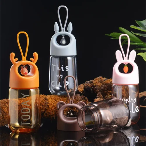 480ML Plastic Water Bottle Portable Outdoor Sports Camping Bike Safety PC Cute Style Child Girls Students Birth Gift - Brown - Tradedubai.ae Wholesale B2B Market