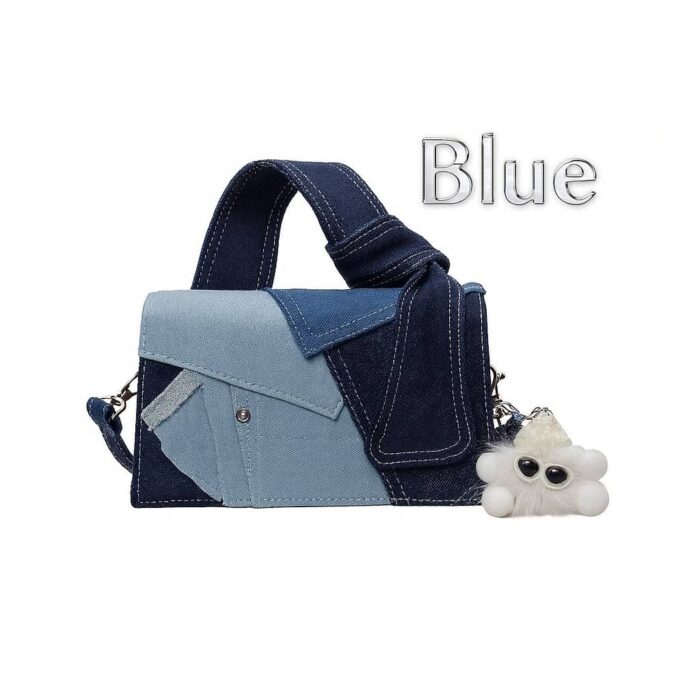 Denim Contrast Panel Tote Bag