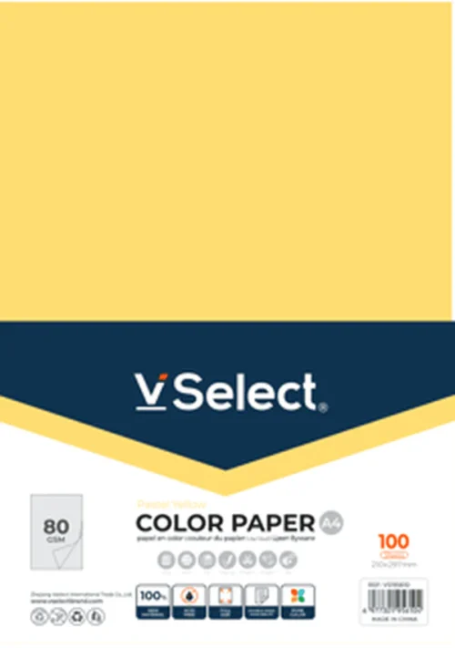 VSelect A4 COLOR PAPER 80gsm Pastel Yellow VS195610 - Tradedubai.ae Wholesale B2B Market - Tradedubai.ae Wholesale B2B Market